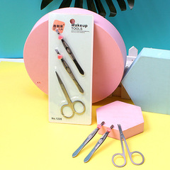 Stainless Steel Eyebrow Tweezers & Scissors Set: Eyebrow Clip, Eyebrow Pliers, Hair Removal Pliers, Small Tweezers for Eyebrow Trimming, Mini Scissors, Beauty Shears