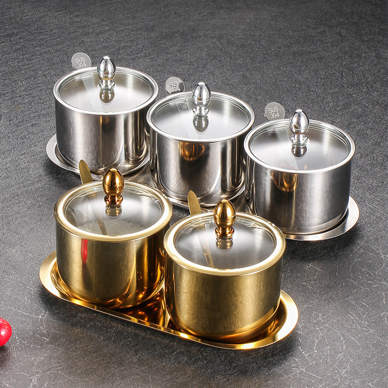 304 stainless steel seasoning jar salt shaker home kitchen visual condiment pepper seasoning jar seasoning box set