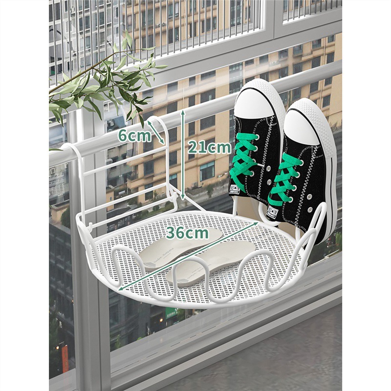 Balcón estante de secado de zapatos artefacto anti-robo ventana barandilla ventana estante de secado ventana alféizar sandalias de secado al aire libre