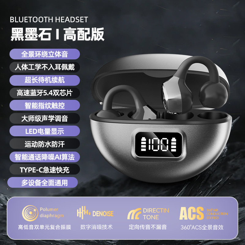 S19 クロスボーダープライベートモデル人気の新しいイヤークリップ Bluetooth ヘッドセットワイヤレスバイノーラル非インイヤーデジタルディスプレイスポーツランニング|undefined