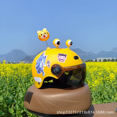 Motosiklet kaskı (dəbilqə) — Certified Helmet for Kidsren Aged - yellow-ao-bing-sunscreen-glasses-yellow-eyes-tigger-3c-children-1-5-years-old-j02