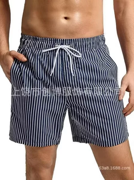 European and American Classic Striped Beach Shorts, Summer Men's Quick-Dry Swim Shorts, Casual Shorts, Cross-Border Dropshipping Tk