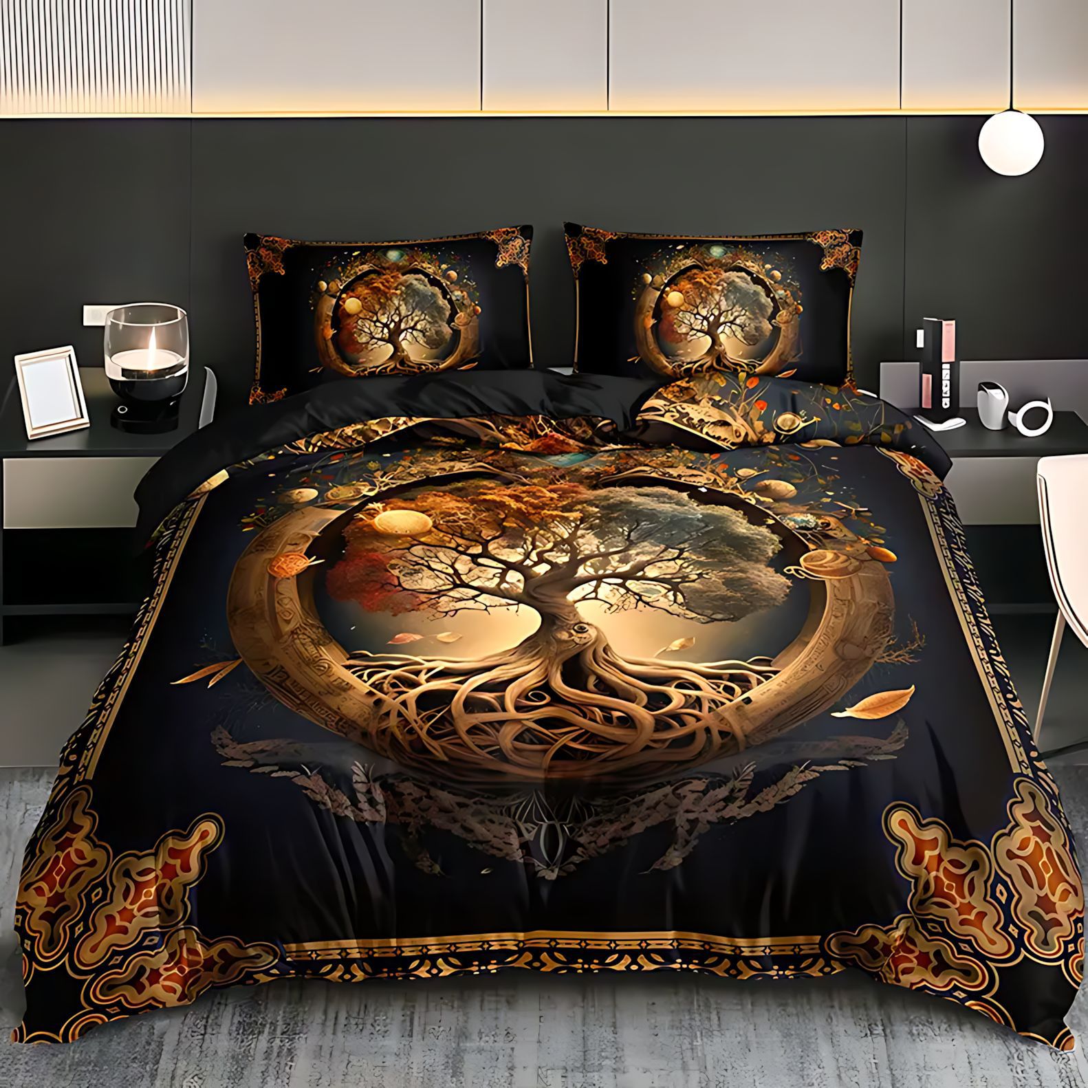 TUME / JIT árbol transfronterizo de la vida pastoral viento HD impresión digital colchón funda funda