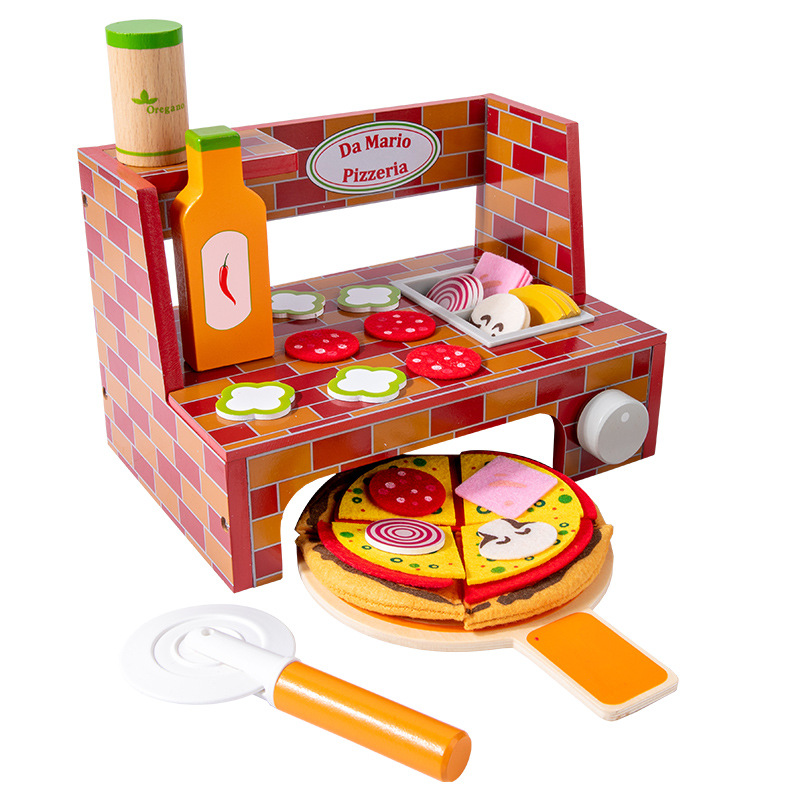 Juguetes caseros de madera de imitación para niños mini cocina juego de pizza regalos de cumpleaños utensilios de cocina