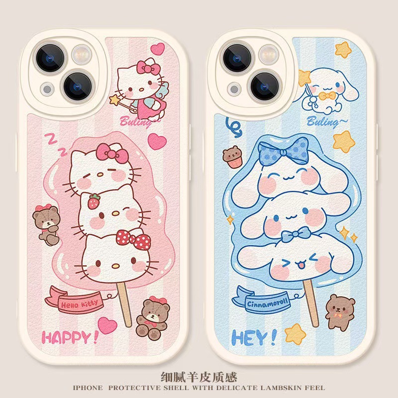 Cute Kt Cat and Cinnamon Dog Phone Case Suitable for Apple 15Pro, Iphone16, Cute 14Pro Cartoon, New Model 17