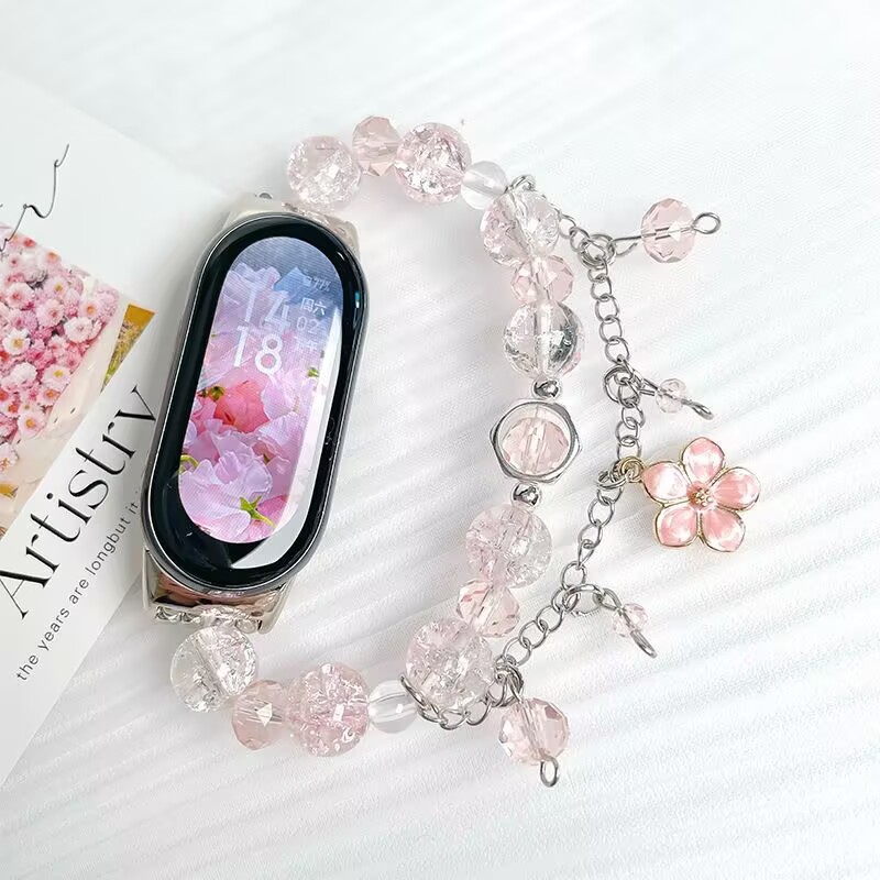 New Pink Cherry Blossom DIY Bracelet Suitable for Xiaomi Bracelet Wristband 8/9/Pro Watch Strap Nfc
