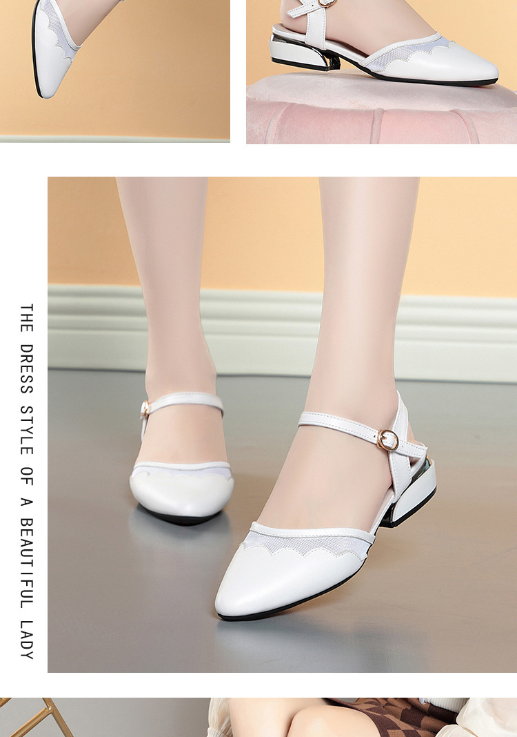 Sandal nữ quai ngang đế thô mùa hè dễ phối — Màu đen chi tiết 15