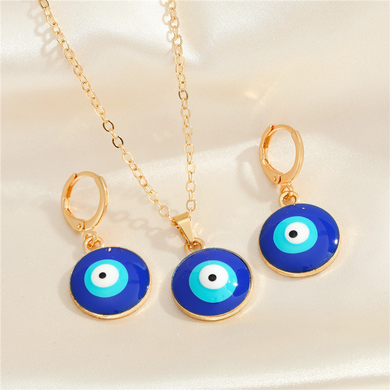 New Jewelry Dark Blue Eyes Creative Turkish Eye Earrings Clavicle Chain display picture 7