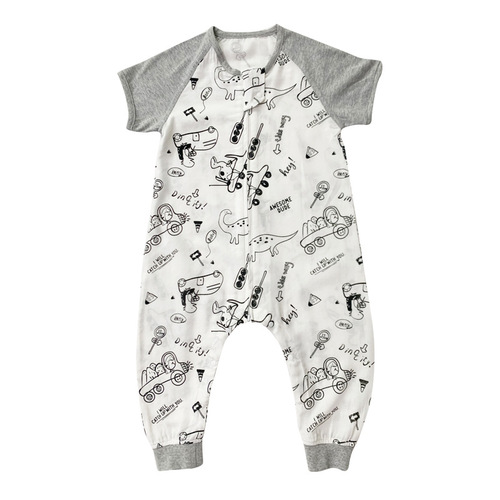 Redange short-sleeved baby pajamas, children's split-leg anti-kick quilt, double-layer bamboo cotton gauze baby sleeping bag for summer