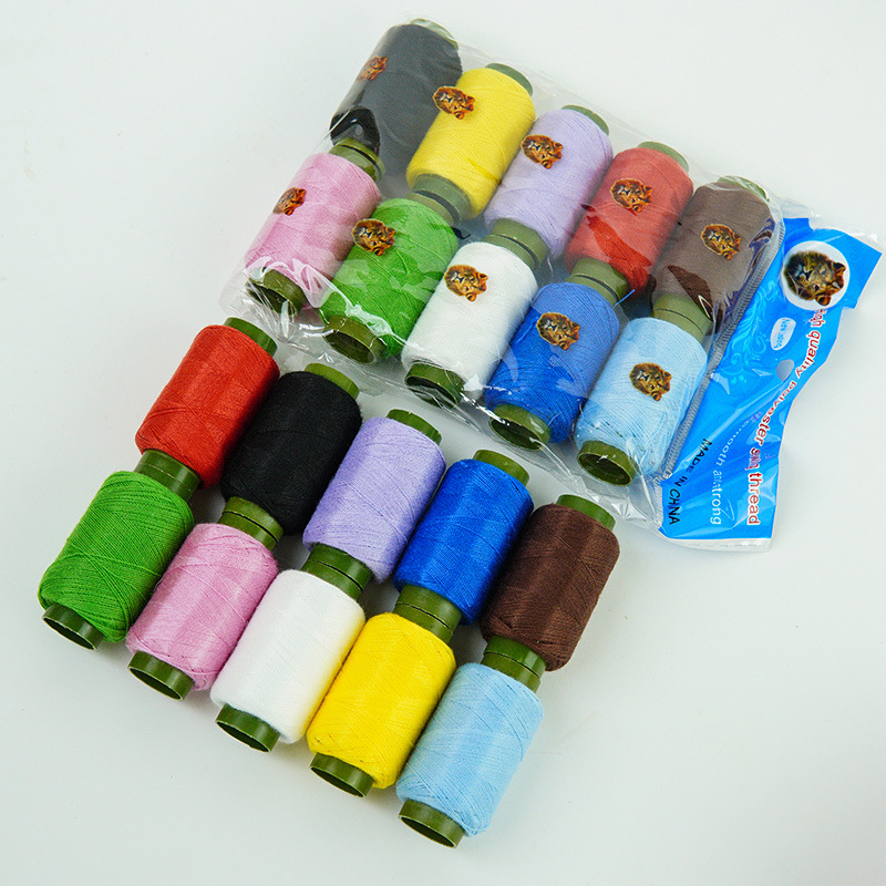 Fabricante spot 302 costura hogar hilo de coser hecho a mano hilo de engranajes hilo de poliéster cosido a mano hilo de color blanco y negro al por mayor