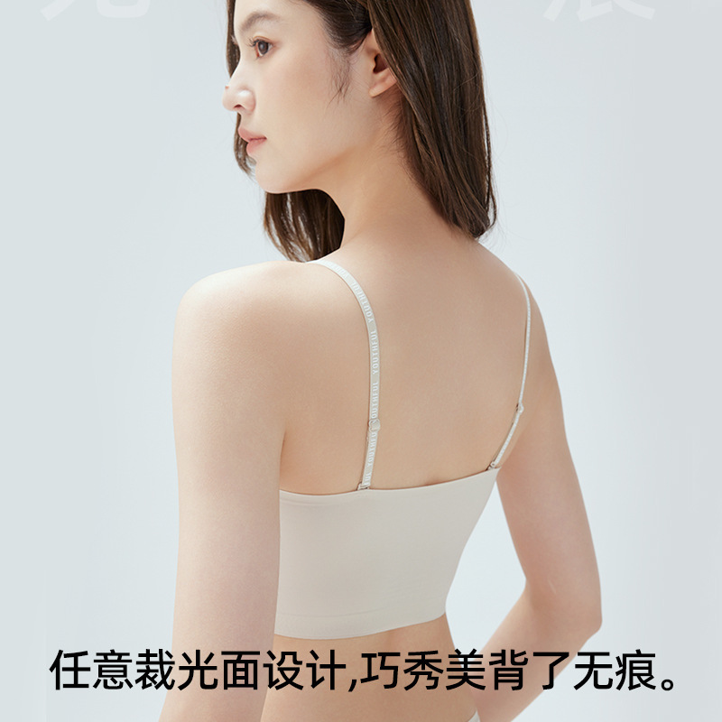 可拆解字母肩带外搭抹胸美背无痕少女内衣女小胸聚拢无钢圈文胸|undefined