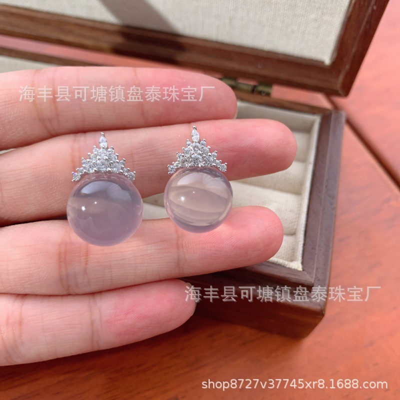 厂家批发 天然粉水晶圆珠灯泡吊坠 S925银镶嵌|undefined