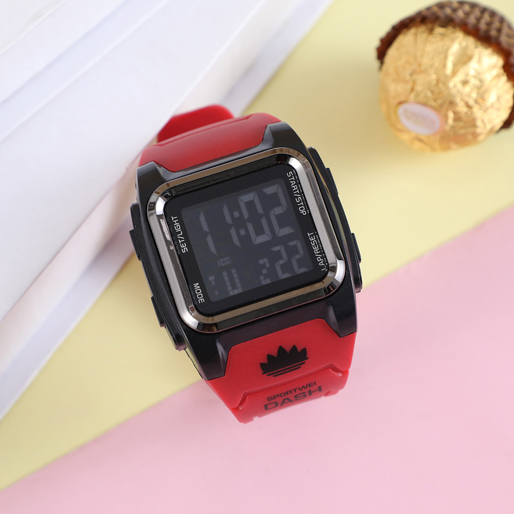 Juventud cuadrado retro reloj electrónico impermeable niños y niñas personalidad simple deportes multifuncional reloj electrónico tendencia