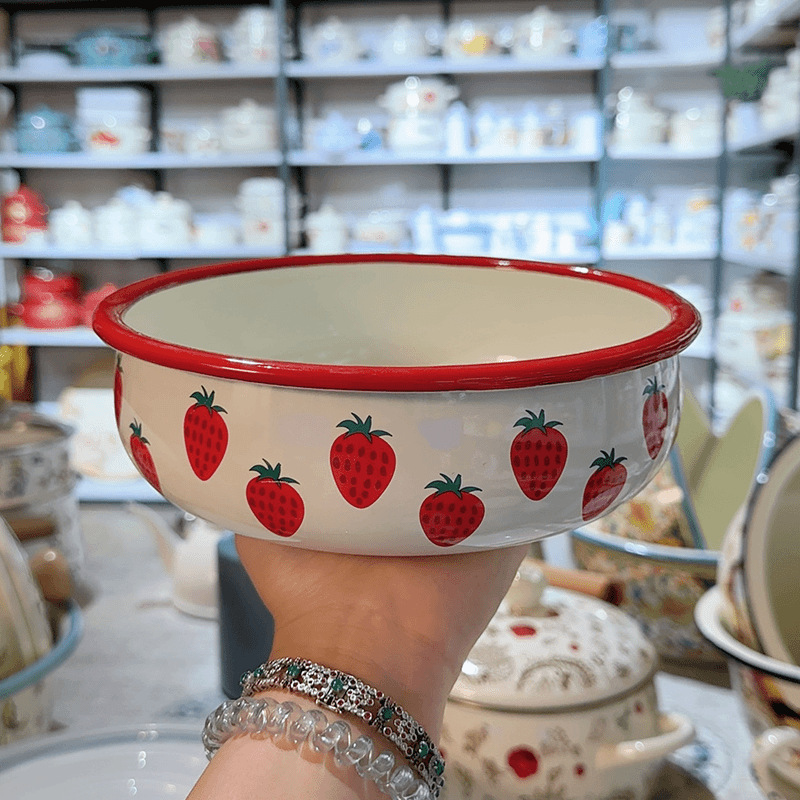 20cm搪瓷珐琅元宝盆餐盘珐琅盘吃面盘汤盘吃面碗