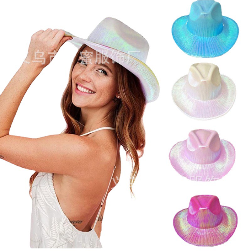 Fabricantes de sombreros de vaqueros coloridos de fiesta, sombreros fluorescentes, sombreros de perlas, sombreros de vaqueros coloridos de Halloween
