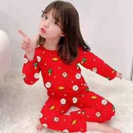 春秋男童女童卡通秋衣秋裤内衣套装儿童夏长袖长裤薄款女童家居服