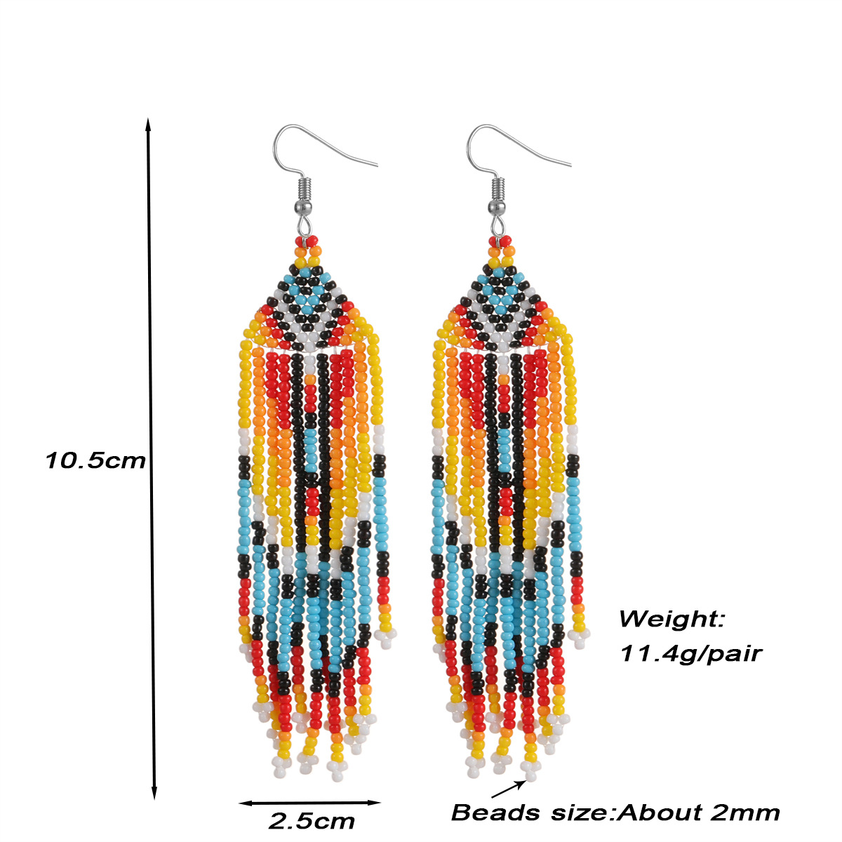 Women'S Gender Tassel Design 1 Pair Bohemian Devil's Eye Color Block Tassel Beaded Drop Earrings