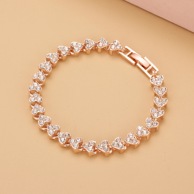 thumbnail image 1 of Deseo de estilo explosivo Comercio exterior Pulsera de Roma europea y americana Cristal de circón para mujer Pulsera nueva Anillo Diamante Joyas de moda Lleno de diamantes Oro rosa Uno, 1 of 2