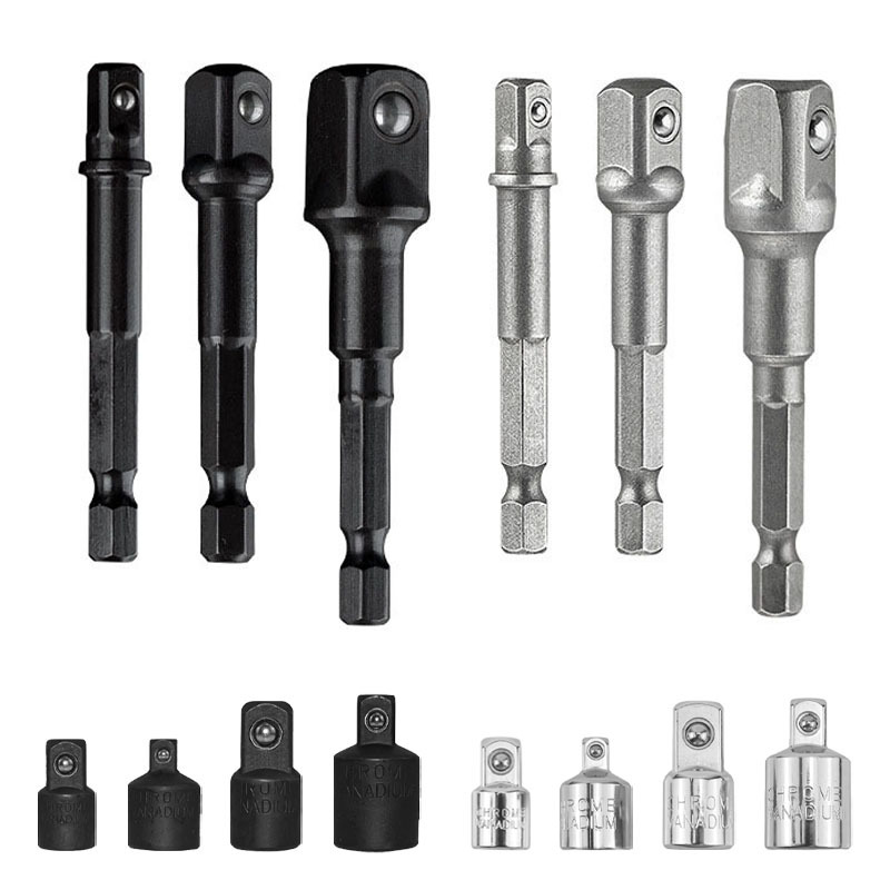 芸贝黑色六角柄转换接头电钻转四方接杆套筒转换接头组合铬钒钢