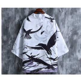 东南亚跨境男装道袍男士七分袖印花中国风开衫情侣道袍汉服男士