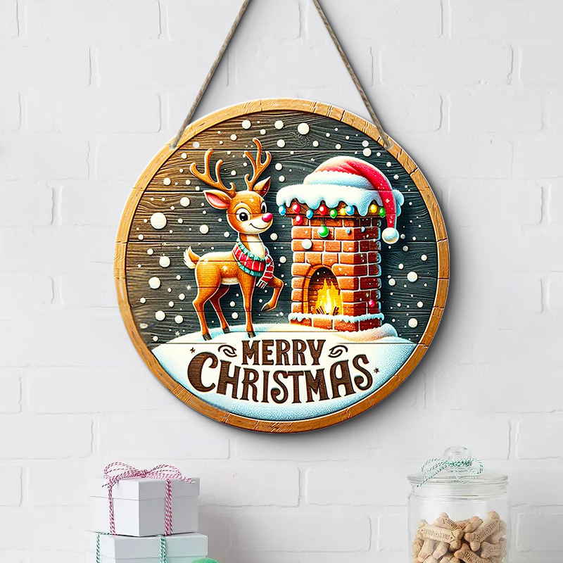 在庫ありクリスマスクリエイティブ吊り下げ装飾品木製工芸品ラウンドドアサイン木製タグシリーズ装飾ペンダント|undefined