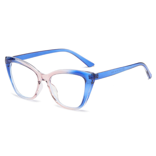 2024 new cross-border color matching anti-blue light cat eye flat mirror European and American fashion versatile plain eyeglass frame 28073