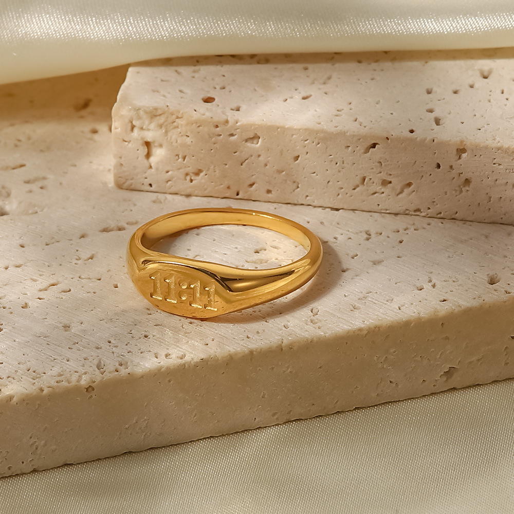 Fashion Number Stainless Steel Gold Plated Rings Necklace