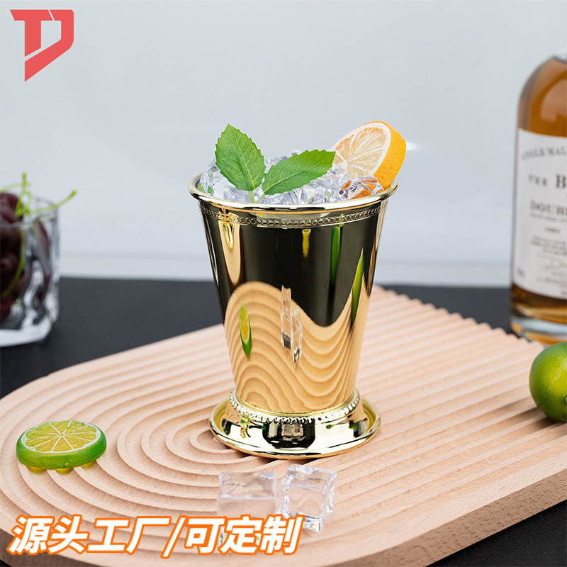 Transfronterizo menta julipe taza de cóctel taza de cerveza marca acero inoxidable mojito taza de metal taza personalizada