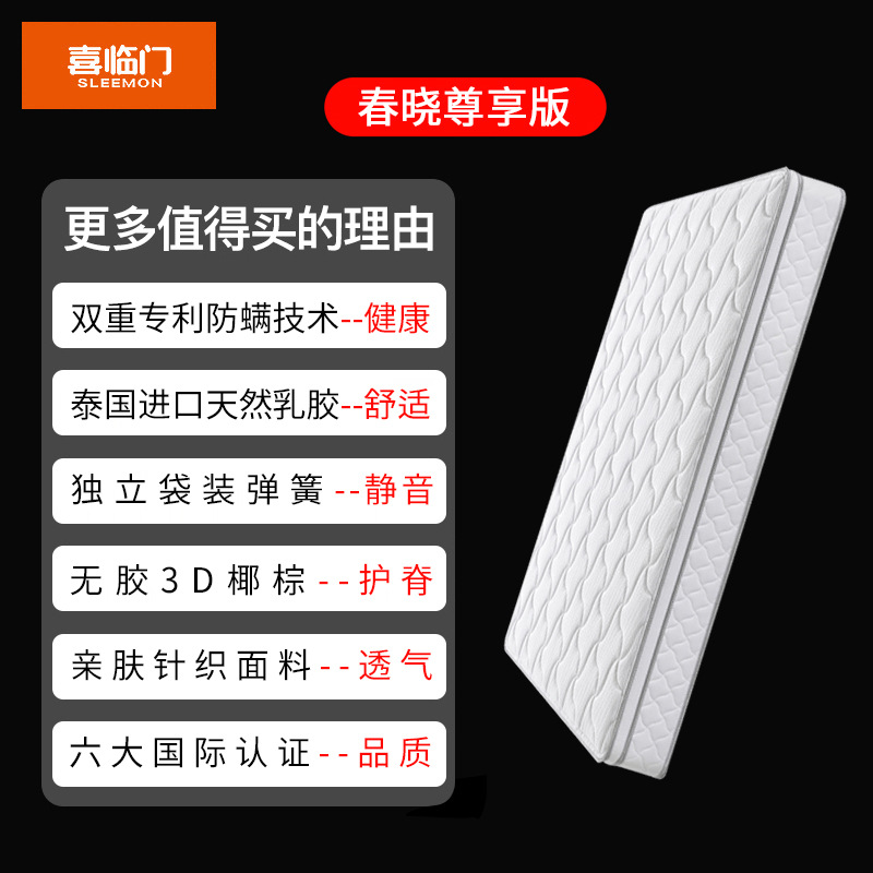 Wholesale jute mattress latex 1.5m1.8m independent silent spine spring coconut palm mattress Simmons Chunxiao