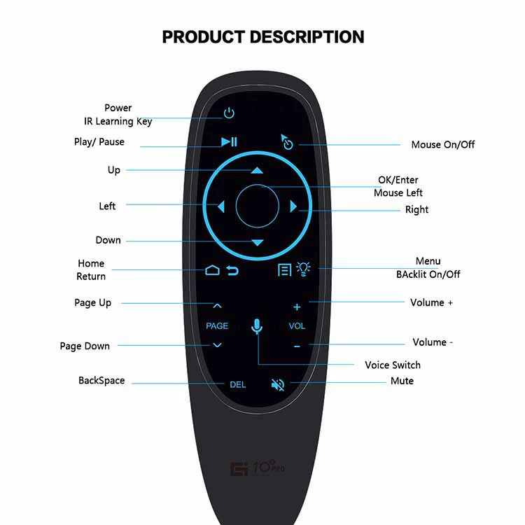 G10S PRO BT Bluetooth dual-mode voice remote 2.4G air mouse with backlight gyroscope