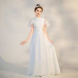 儿童古筝服2026年新中式立领雪纺二胡演奏礼服女童民乐古筝演出服