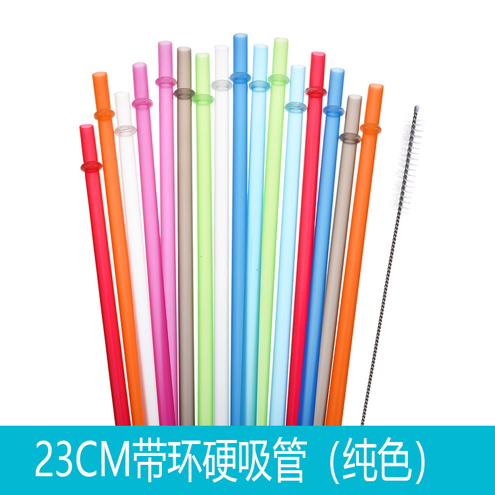 Tubo rígido repetible con pajita de anillo Venta caliente transfronteriza 12 pajitas duras de rosca de color pajitas de plástico PP anti-caída
