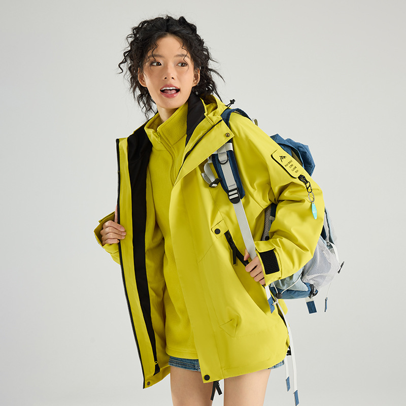 Women's 3-in-1 Detachable Jacket, Men's Outdoor Windproof and Waterproof Mountaineering Jacket, Very Stylish Jacket for Junior High School Students Women's 3-in-1 Detachable Jacket, Men's Outdoor Windproof and Waterproof Mountaineering Jacket, Very Stylish Jacket for Junior High School Students
