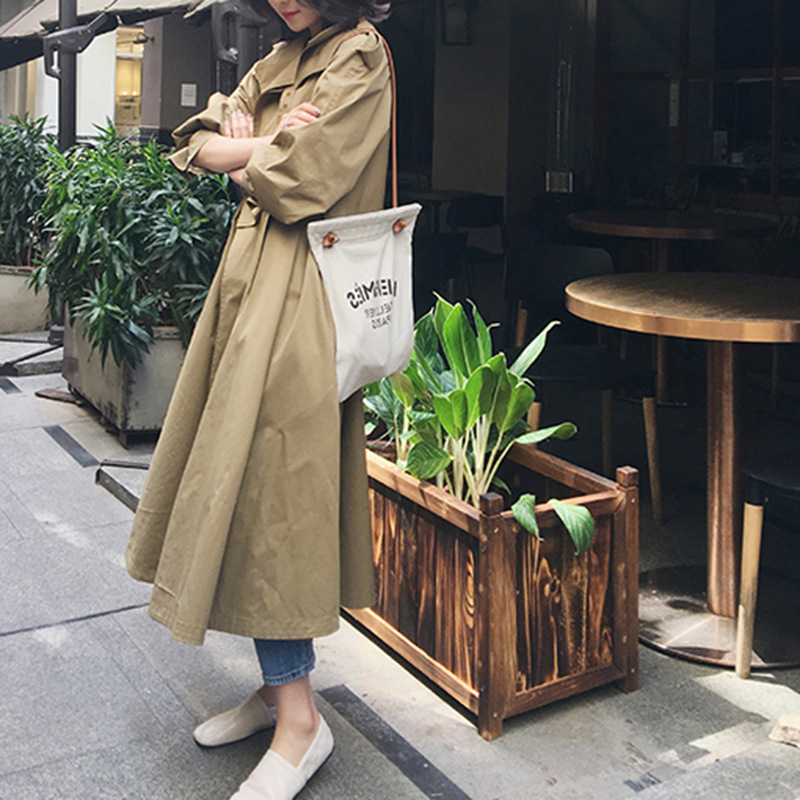 2026 Spring and Autumn New Style Celebrity-Inspired Retro Mid-Length Double-Breasted Coat Casual Loose Trench Coat Jacket