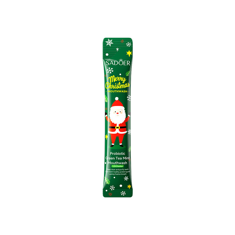 Inglés completo Sadoer Navidad probióticos limón verde menta enjuague bucal tira de paquete desechable comercio exterior transfronterizo al por mayor image 8