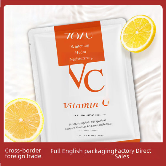 All English ZOZU VC mask vitamin C essence mask VCface mask foreign trade cross-border factory wholesale