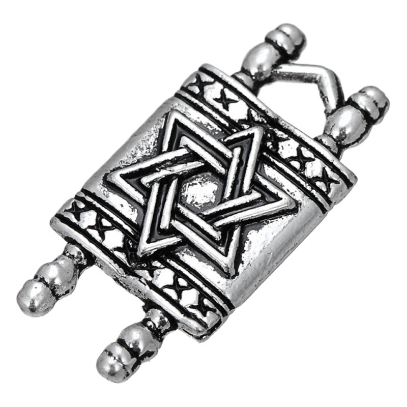 Yiwu small jewelry European Western zinc alloy plating ancient silver double-sided six-pointed star Copper Drum diy alloy pendant