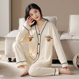 睡衣女士春秋款秋季2023新款纯棉开衫和服长袖家居服可外穿网红风