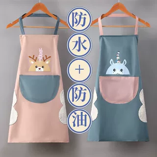 可爱小鹿花环兔美女图案家用围裙防水防油污厨房用