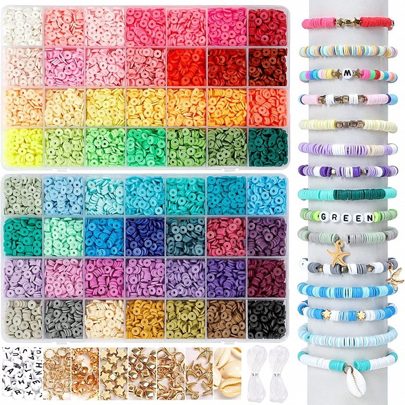 Amazon Cross-Border Soft Clay Set 14420 Pieces 56 Colors Clay Beads Handmade Jewelry Bracelet DIY Accessories Pottery Beads
