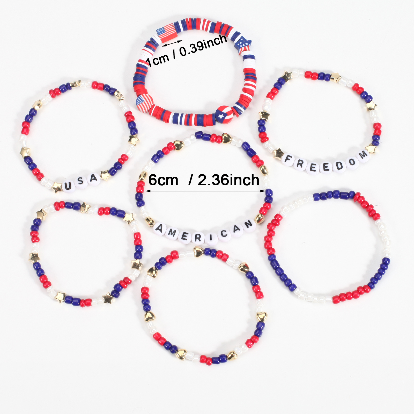Wholesale Jewelry Simple Style Classic Style American Flag Soft Clay Beaded Bracelets display picture 2