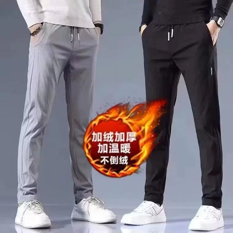 Черные фланговые брюки для мужчин осенью и зимой