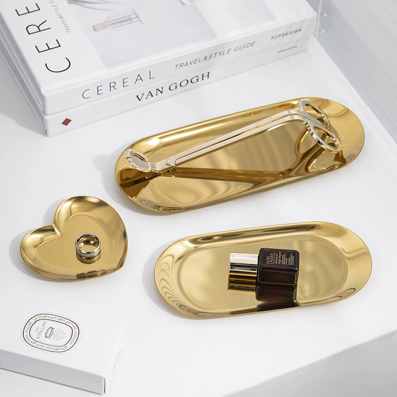 Овальный поднос для хранения из нержавеющей стали в скандинавском стиле, поднос для демонстрации украшений, поднос для хранения косметики