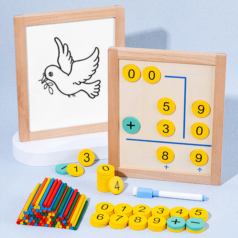 Pensamiento de los niños, tablero de dibujo de graffiti de cuadrícula de nueve cuadrados, Sudoku magnético, tablero de dibujo magnético multifuncional de madera, juguete educativo temprano