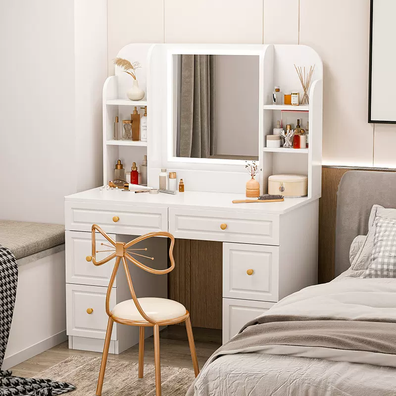 欧式梳妆台卧室简约现代2023年新款书桌化妆桌一体化妆台梳妆桌子