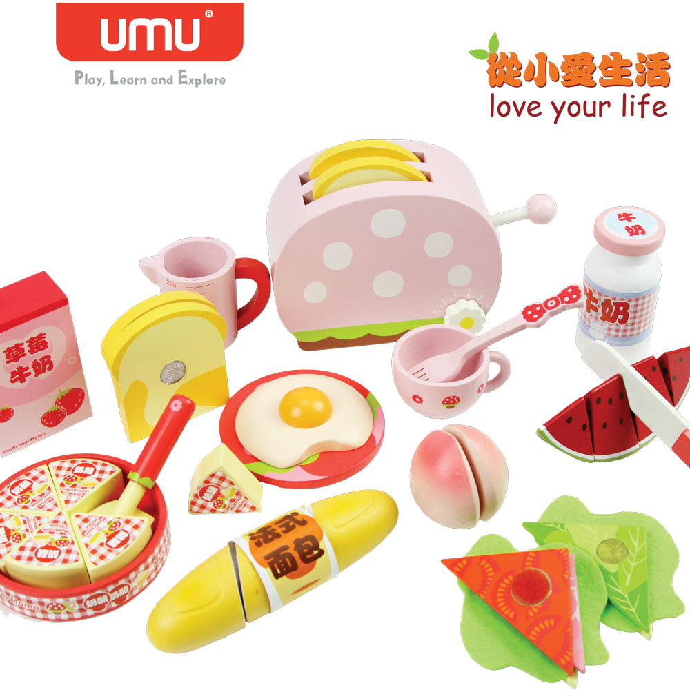 Pastelería de madera brunch juguete frutas y verduras corte imán corte jugar casa chica cocina juguete