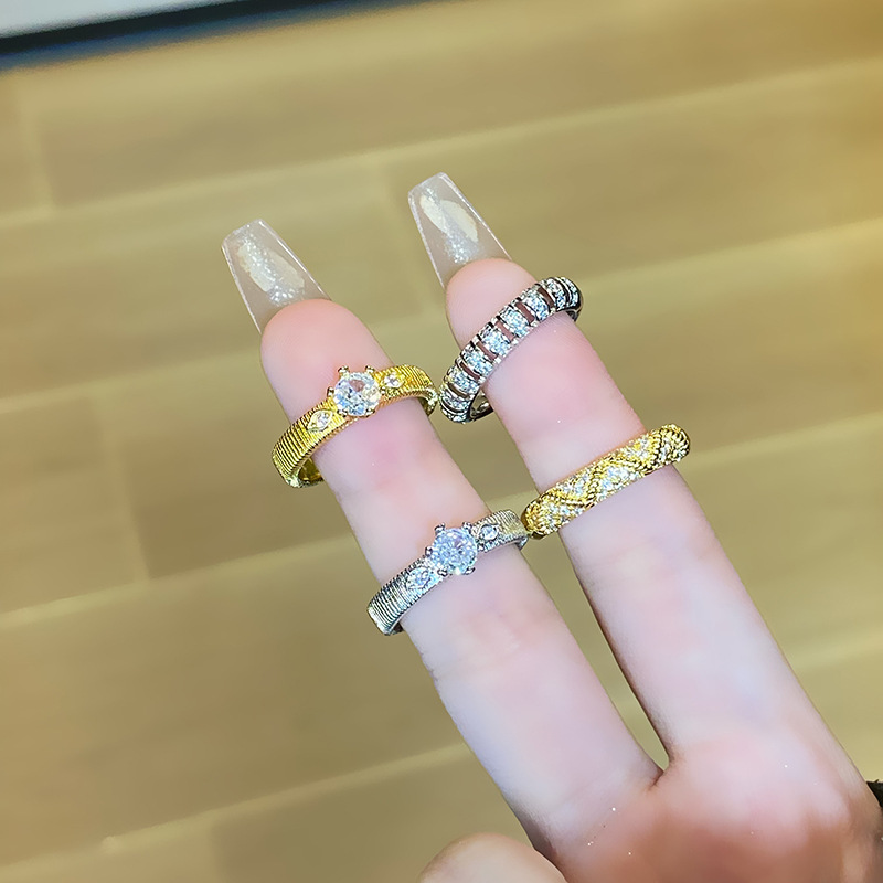 簡約風細圈雙色開口戒ins冷淡風甜酷綢絲氣質疊戴高級感小眾指環