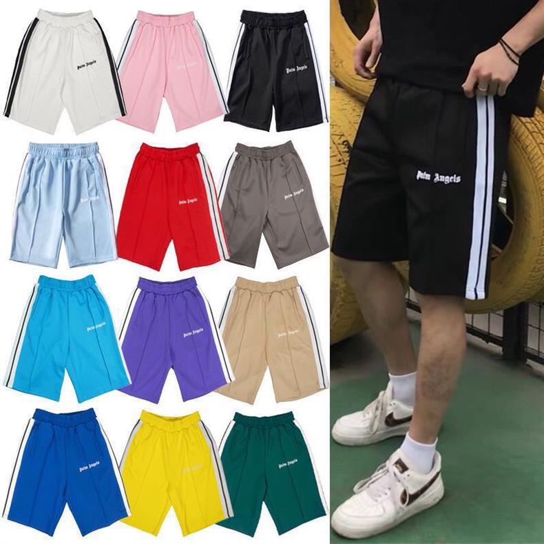 Pa Angel Trendy Brand Stripesd Rainbow Web Shorts for Men and Women Couples Fog High Street Palm Tree Loose Five-Point Pants