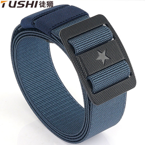 3.5 two-way new Japanese buckle nylon five-star elastic men's tactical belt outdoor training quick-drying canvas belt