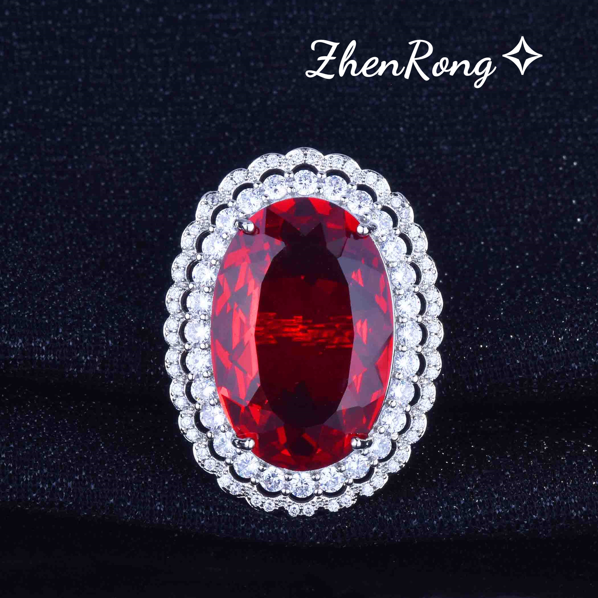 Tiktok Kuaishou transmisión en vivo color tesoro Esmeralda colgante de lujo imitación paloma Rubí Diana anillo color traje del tesoro